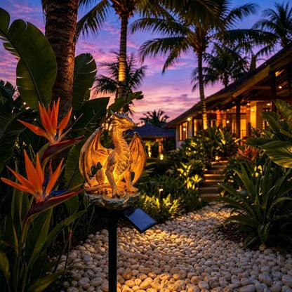 Dragon Lover's Gift Solar LED Dragon Statue – Waterproof Garden & Patio Ornament
