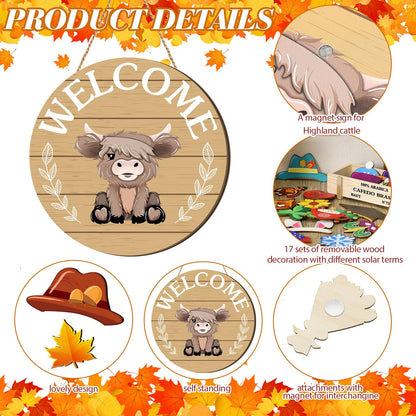 50% Off Limited Time 35Pcs Interchangeable Highland Cow Welcome Sign