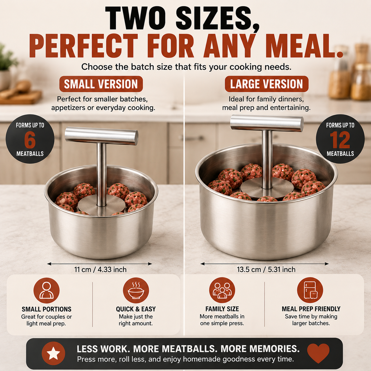 Stainless Steel Meatball Press for Uniform Home‑Made Meatballs