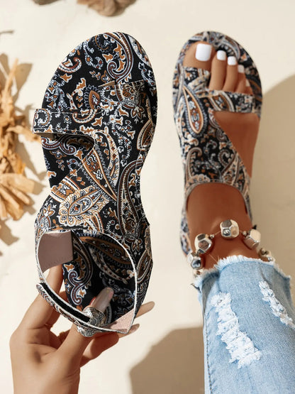 Women's Boho Floral Sandals – Open Toe