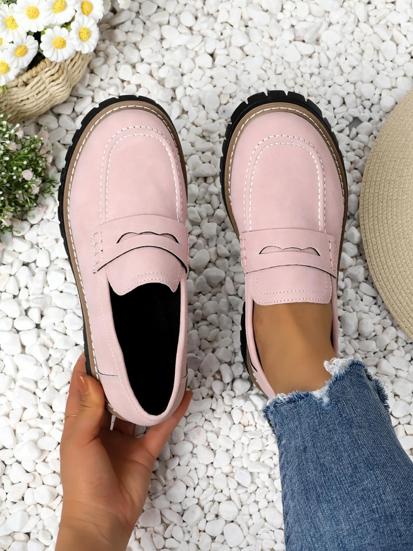 Women's Loafers – Round Toe, Slip-On, Wide Fit