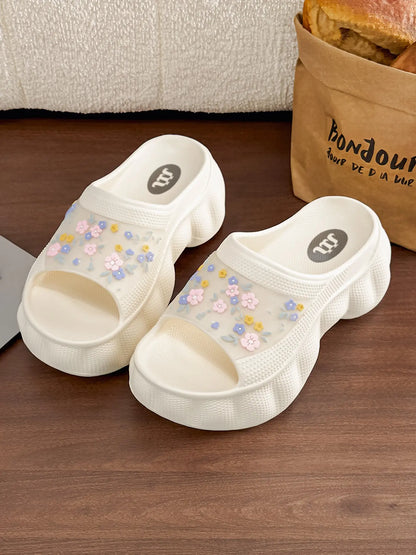 Women's Leaf Design EVA Sandals – Chunky Sole, Breathable