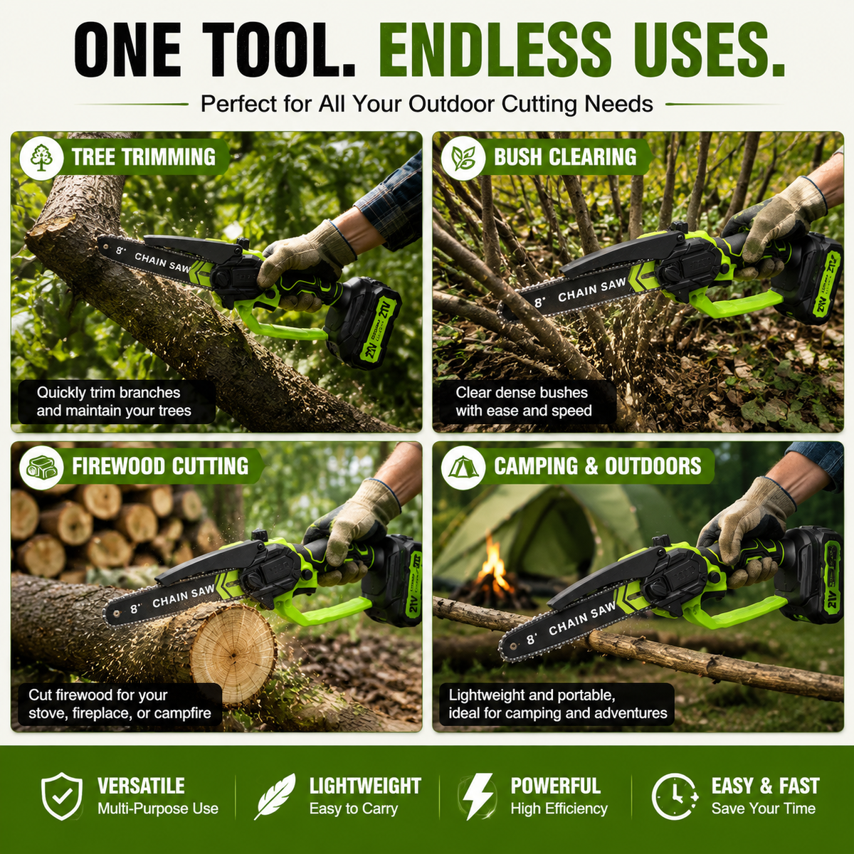 Mini Chainsaw 8-Inch Portable Electric Chainsaw for Tree Trimming & DIY URL Handle
