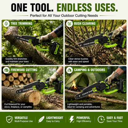Mini Chainsaw 8-Inch Portable Electric Chainsaw for Tree Trimming & DIY URL Handle