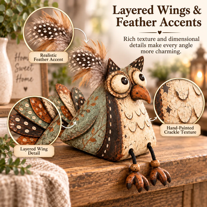 Hearthside Hoot™ Rustic Owl Shelf Sitter with Dangling Legs