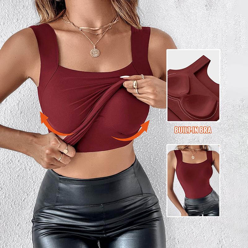 Buy 1 Free 1 - High Strechy Slim Fit Compression Built-in Bra Tank Top