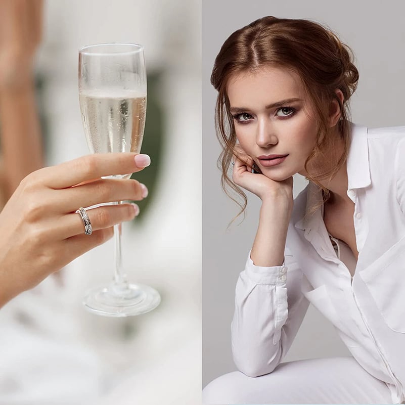 Rotating Crystal Ring, Relieves Anxiety, Symbolizes Vows & Luck, Waterproof & Fade-Resistant