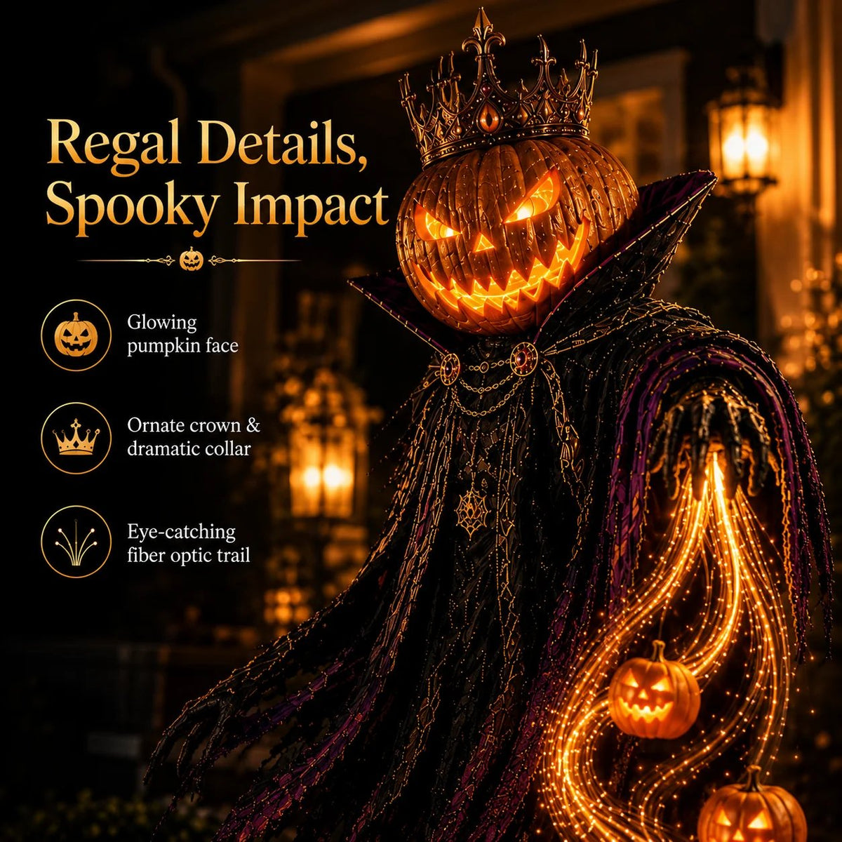Pumpkin King Halloween Yard Decor|Solar Operated Day‐Night Ornament For Garden