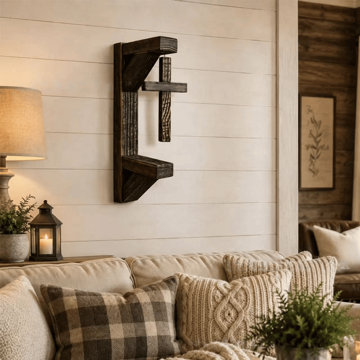 Limited-Time 49% OFF | Rustic Cross Wall Shelf Wooden Floating Shelf for Faith-Inspired Decor