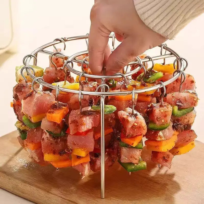 Air Fryer Skewer Rack, Round Grill with Stainless Steel
