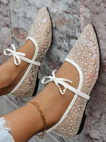 Women's Mesh Flats – Cut-Out, Bow, Lightweight