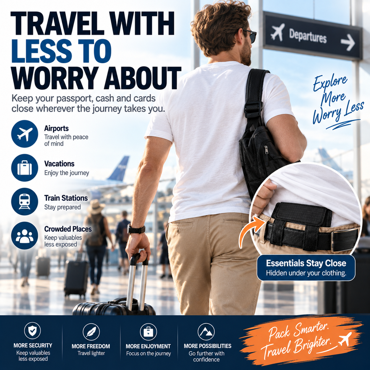 DISCREET TRAVEL ESSENTIAL | Hidden Belt Pouch – Under-Clothing Passport, Cash & Card Organizer