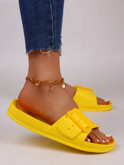 Women's Slides – Open Toe, Adjustable Strap, Lightweight
