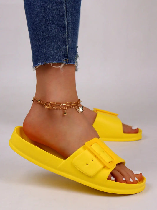 Women's Slides – Open Toe, Adjustable Strap, Lightweight