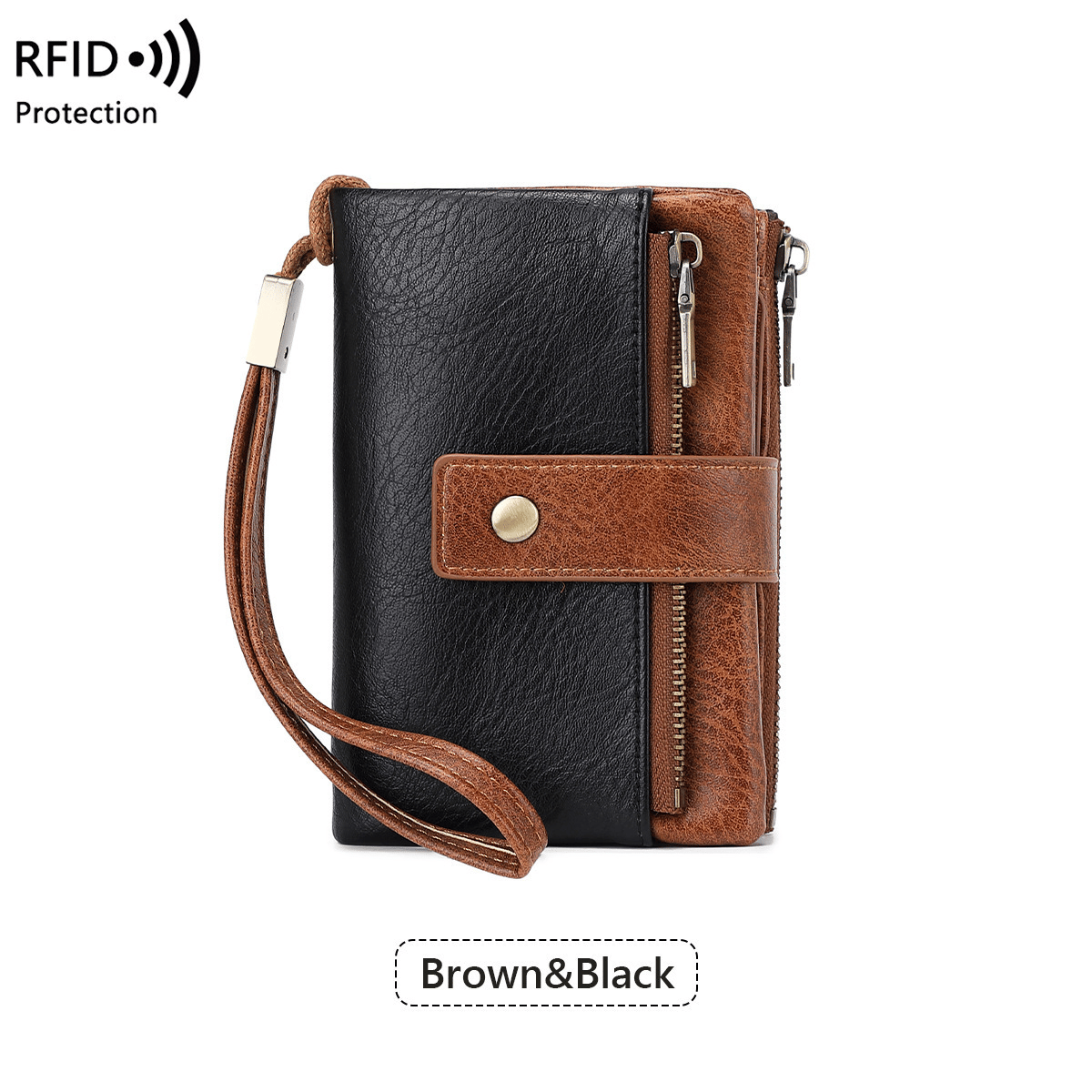 Women's long wallet, stylish clutch, elegant solid color RFID blocking leather wallet