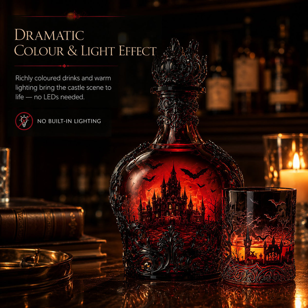 Gothic Vampire Castle Whisky Decanter & Tumbler(Buy 2 Free Shipping)