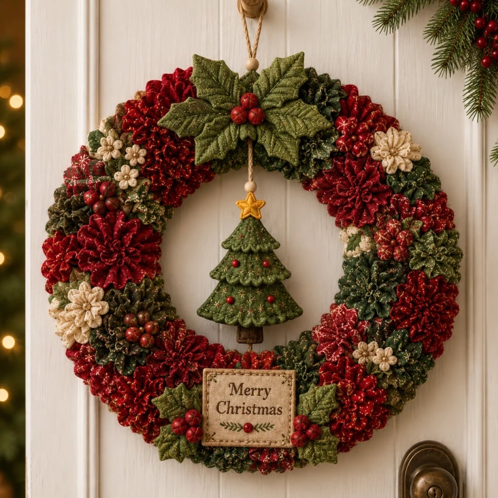 49% OFF Limited-Time Offer – 3D Fabric Poke Christmas Wreath DIY Kit
