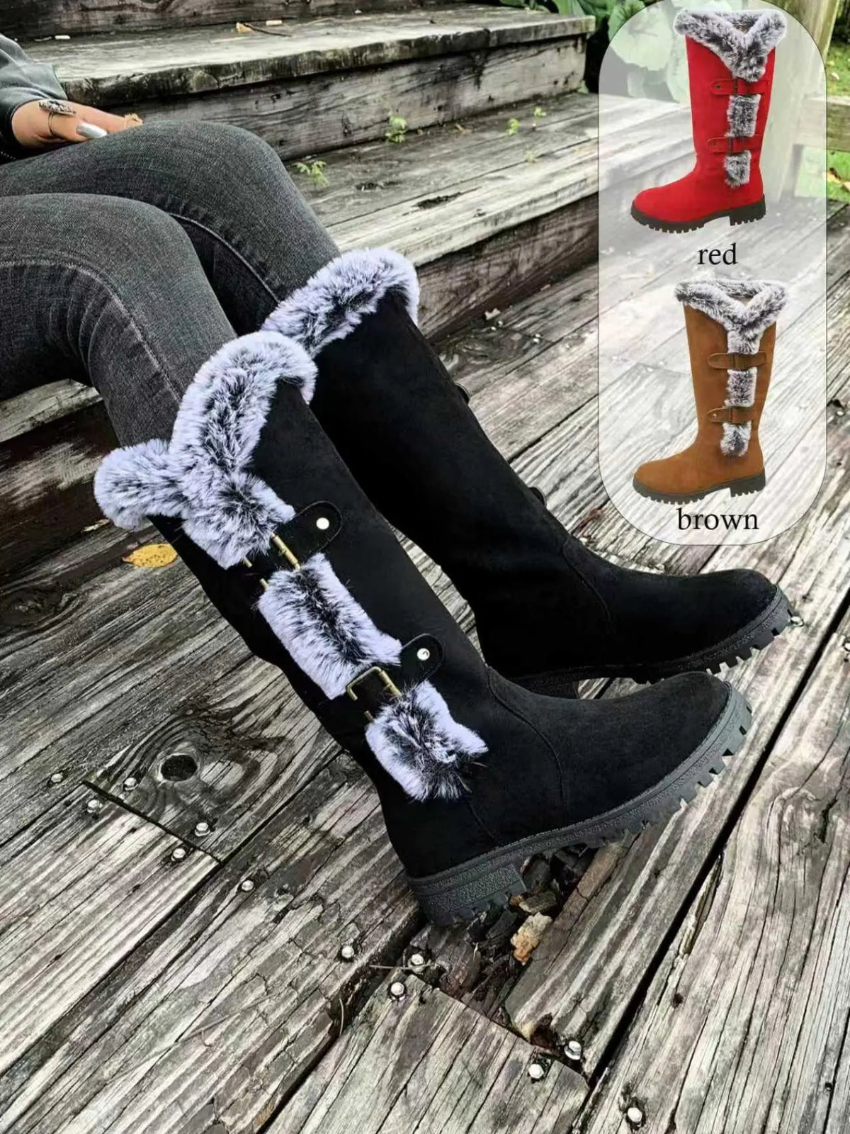 Women's Boots – Round Toe, Non-Slip