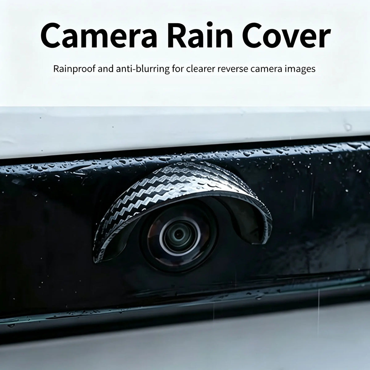 2PCS Car Reverse Camera Rain Cover, Anti‑Fog Waterproof Protection Hood, Carbon Fiber Texture