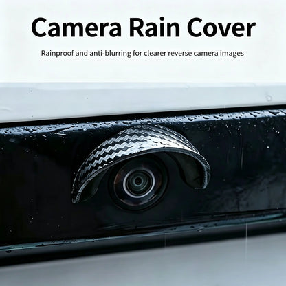 2PCS Car Reverse Camera Rain Cover, Anti‑Fog Waterproof Protection Hood, Carbon Fiber Texture