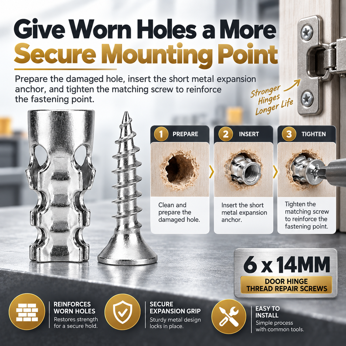 6x14mm Short Expansion Screws Set
