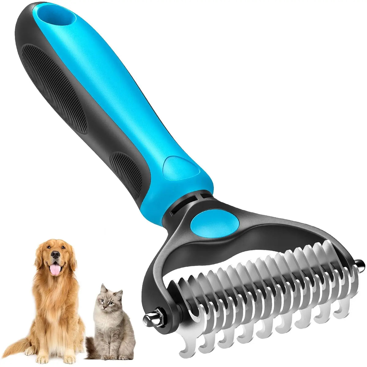 Pet Grooming Brush — Painless Shedding & Detangling Comb