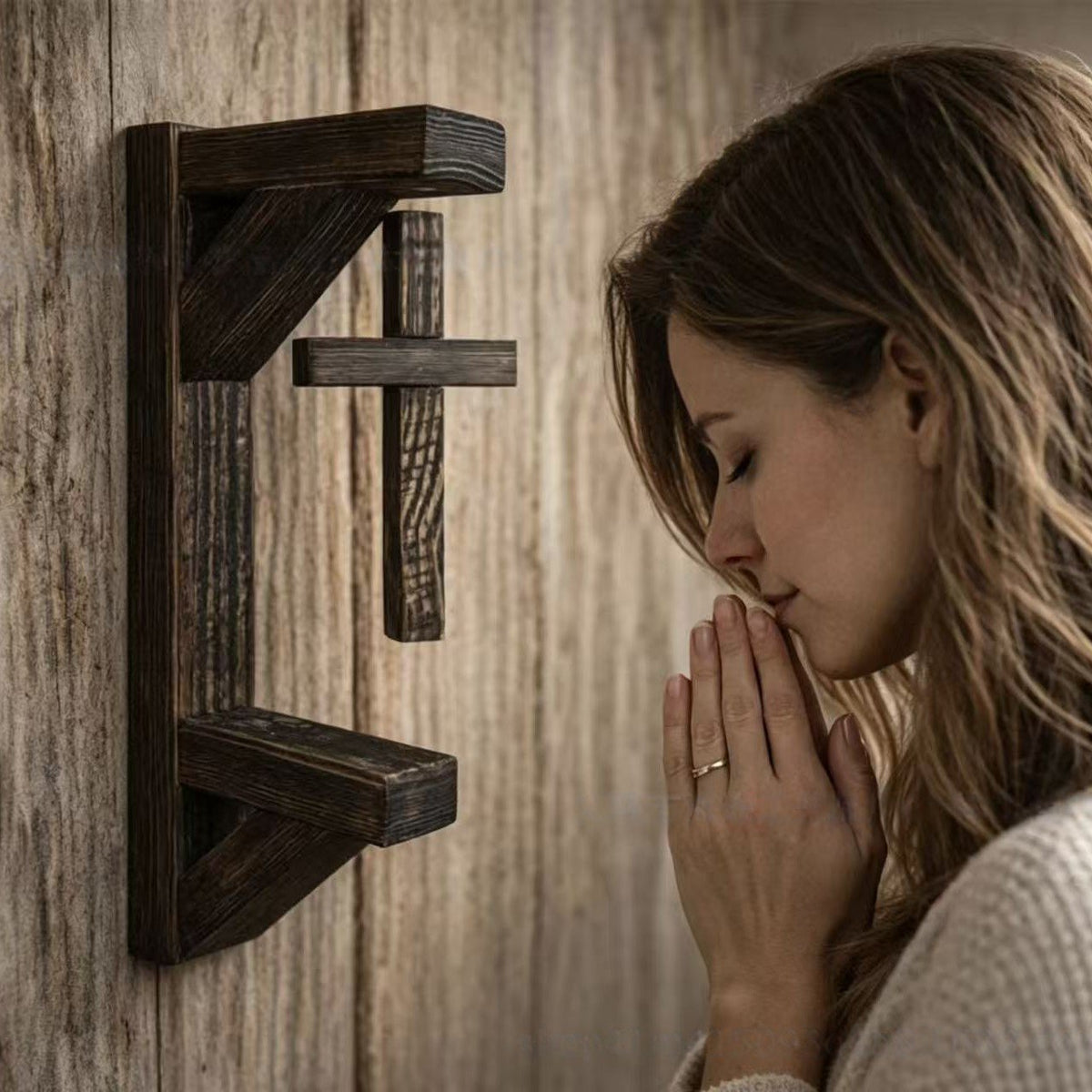 Limited-Time 49% OFF | Rustic Cross Wall Shelf Wooden Floating Shelf for Faith-Inspired Decor