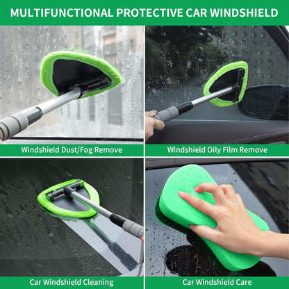 Windshield Cleaning Tool——With 4 Free Microfiber Pads and 1 Fog-Proof Agent