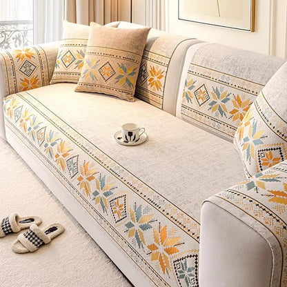 Non-Slip Bohemian Chenille Sofa Cushion Cover – Soft, boho pattern & machine washable – Non-slip backing, fits most sofas – perfect for cozy home decor or pet-friendly spaces