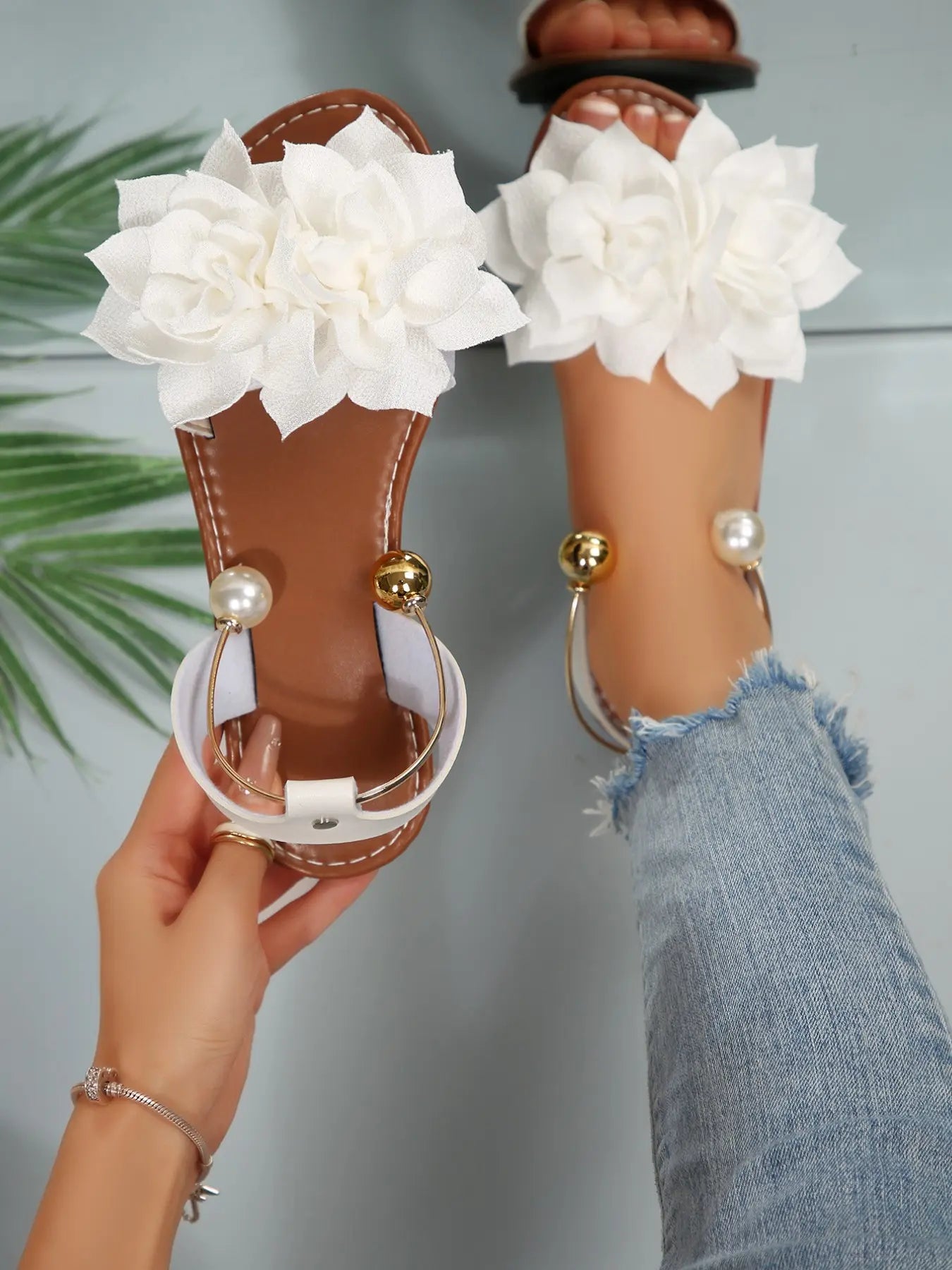 Women's Boho Pearl Sandals – Open Toe