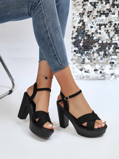Women's Sandals – Chunky Sole, High Heel, Non-Slip