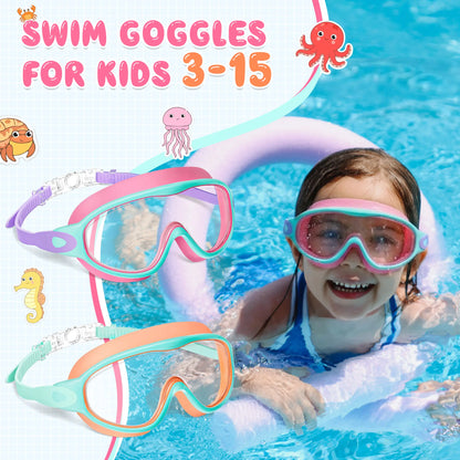 Season Hot Seller! Summer Must-Have 2-Pack Kids Swim Goggles