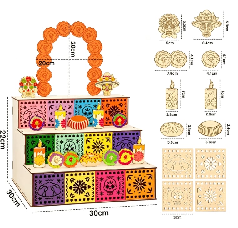 Last Day 49% OFF - Day of the Dead Wooden Altar Display Set | Death is not the end of life, forgetting is(Buy 2 Free Shipping)