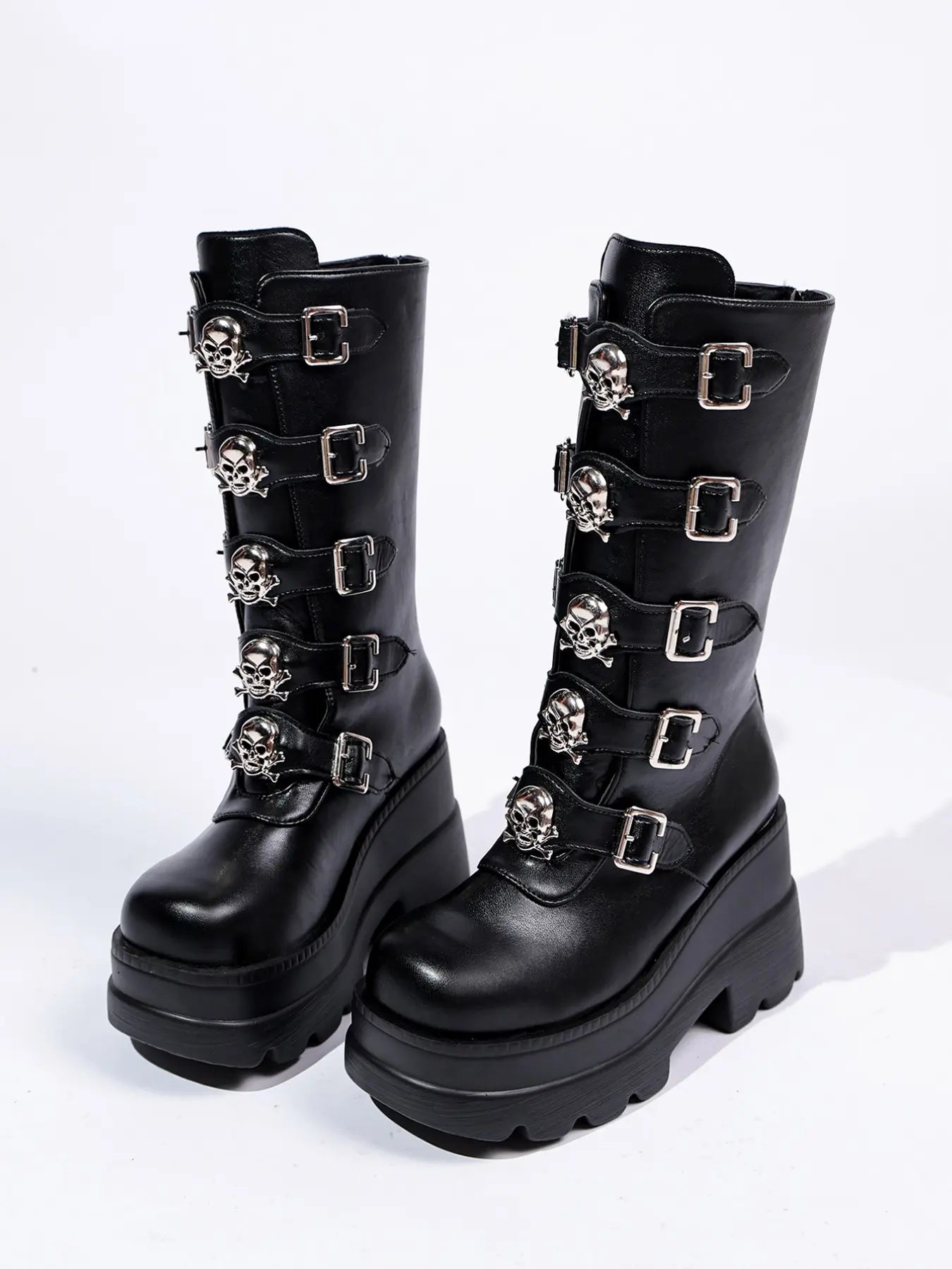 Women's Gothic Mid-Calf Boots – Platform, Chunky Sole