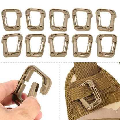 10-Pack D-Ring Locking Clips for MOLLE Webbing