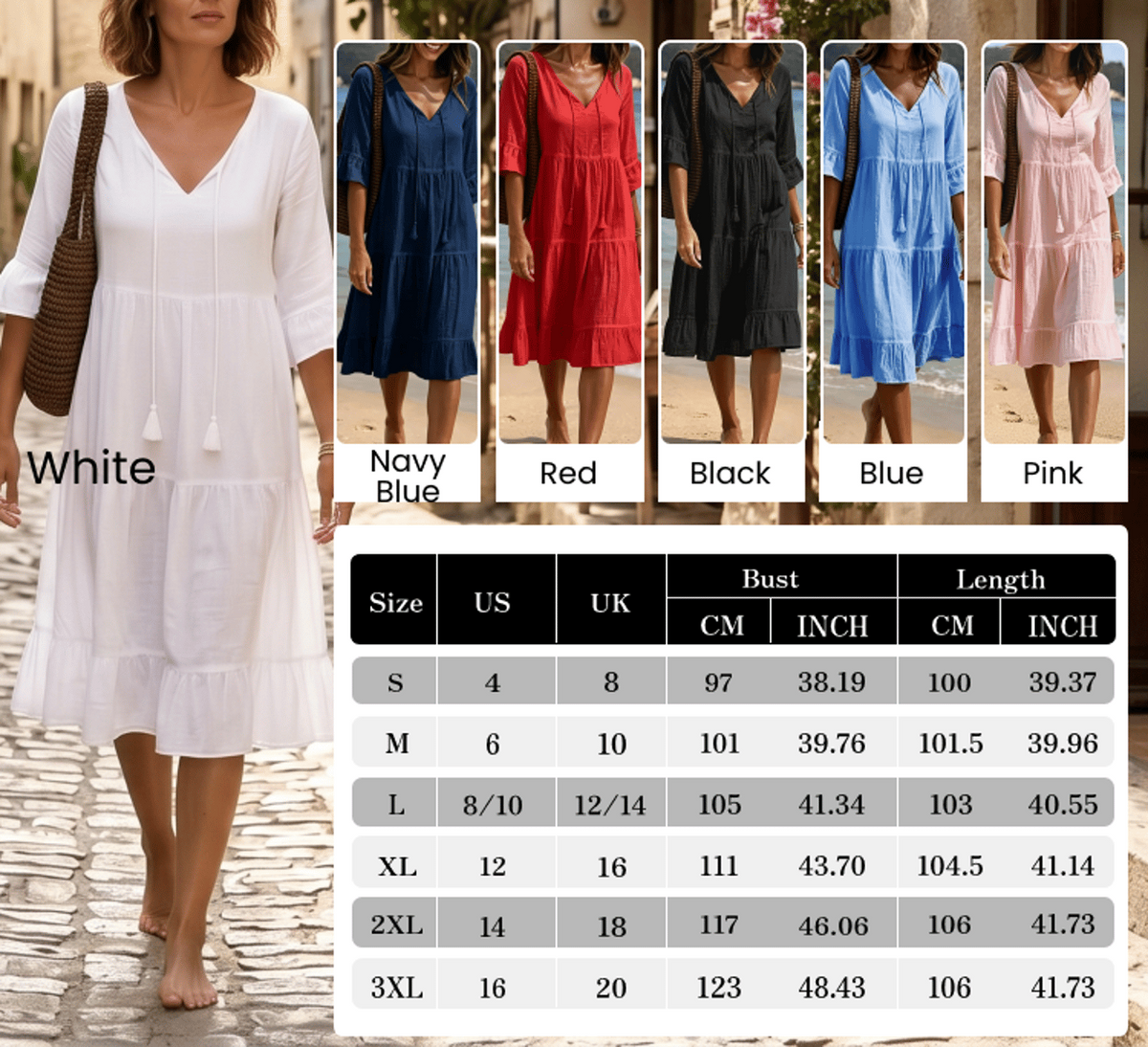 2026 Women’s Airy Cotton Tie-Waist Dress – Breathable A-Line Half Sleeve Dress for Spring & Summer