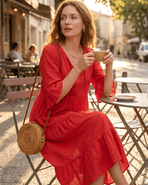 2026 Women’s Airy Cotton Tie-Waist Dress – Breathable A-Line Half Sleeve Dress for Spring & Summer