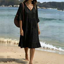 2026 Women’s Airy Cotton Tie-Waist Dress – Breathable A-Line Half Sleeve Dress for Spring & Summer