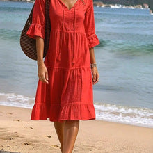 2026 Women’s Airy Cotton Tie-Waist Dress – Breathable A-Line Half Sleeve Dress for Spring & Summer