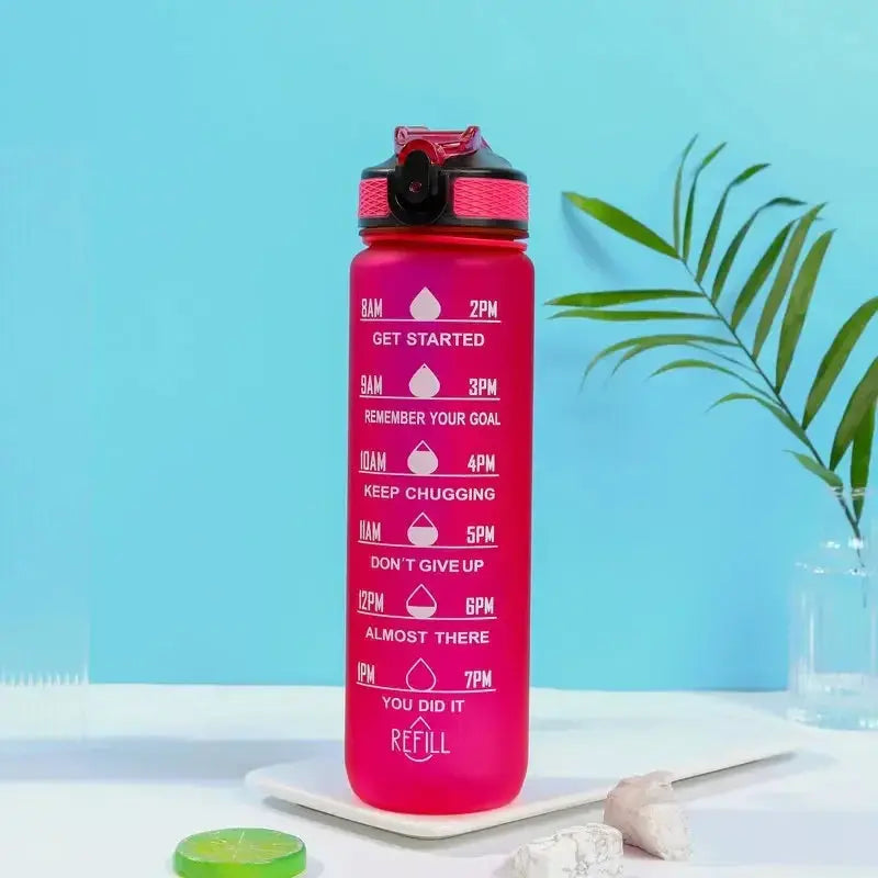 1 Liter Inspirational Time Marked Water Bottle