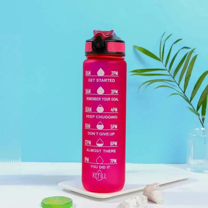 1 Liter Inspirational Time Marked Water Bottle