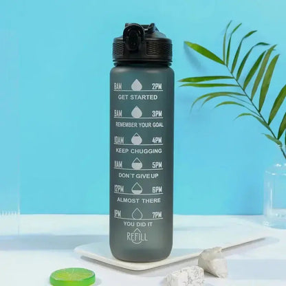 1 Liter Inspirational Time Marked Water Bottle