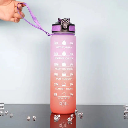 1 Liter Inspirational Time Marked Water Bottle