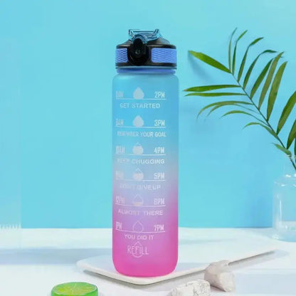 1 Liter Inspirational Time Marked Water Bottle