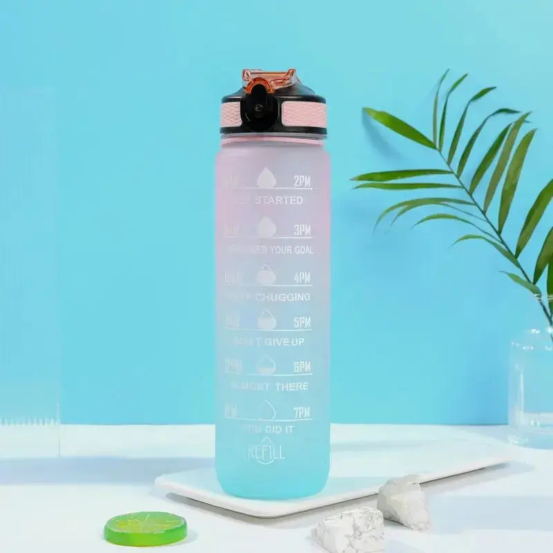 1 Liter Inspirational Time Marked Water Bottle