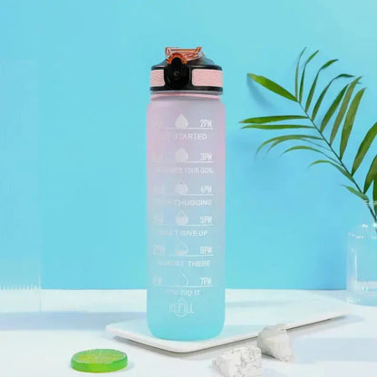 1 Liter Inspirational Time Marked Water Bottle