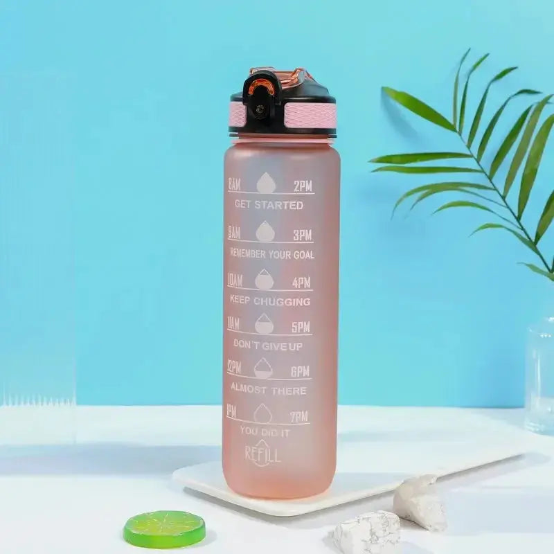 1 Liter Inspirational Time Marked Water Bottle