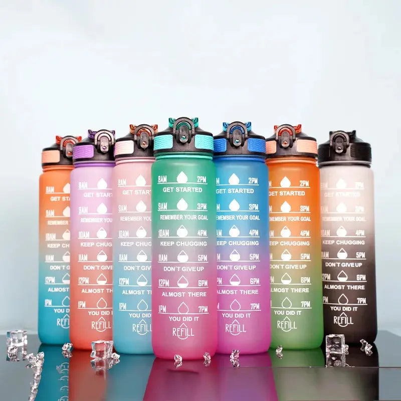 1 Liter Inspirational Time Marked Water Bottle