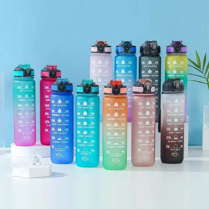 1 Liter Inspirational Time Marked Water Bottle