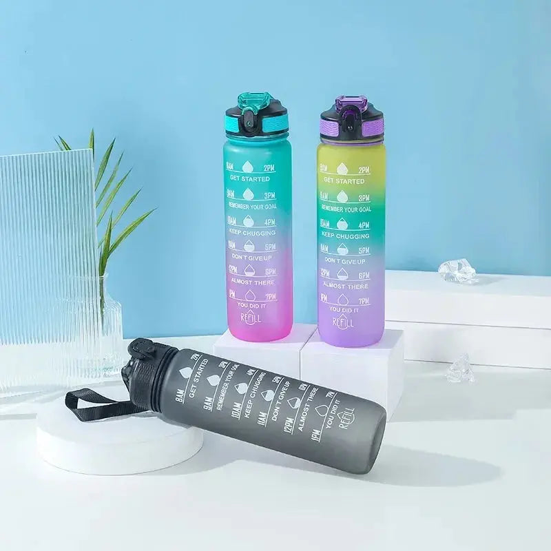 1 Liter Inspirational Time Marked Water Bottle